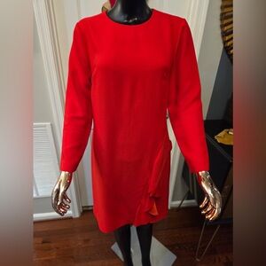 Banana Republic Vibrant Red Orange Long Sleeve Dress